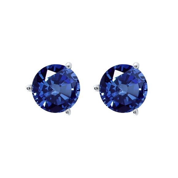6mm Lab Created Gemston Gold Plated 925 Silver Martini Stud Earrings for Women, - Picture 9 of 16